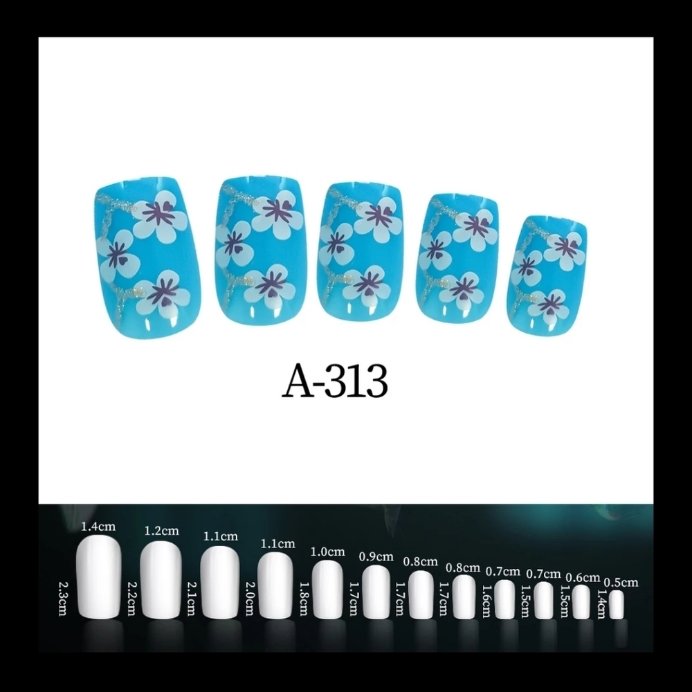 Blue summer press on nails